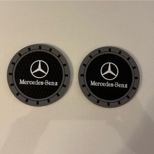 Mercedes Benz Car Cup Coasters in Black and Gray Set of 2 NWT